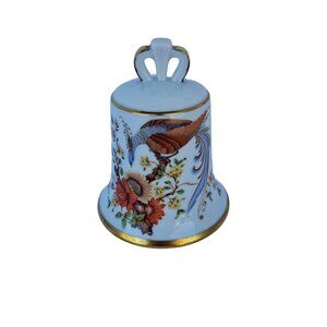 AK Kaiser Porcelain Collectible Bell Danbury Mint Flowers Pheasant Bird Vintage